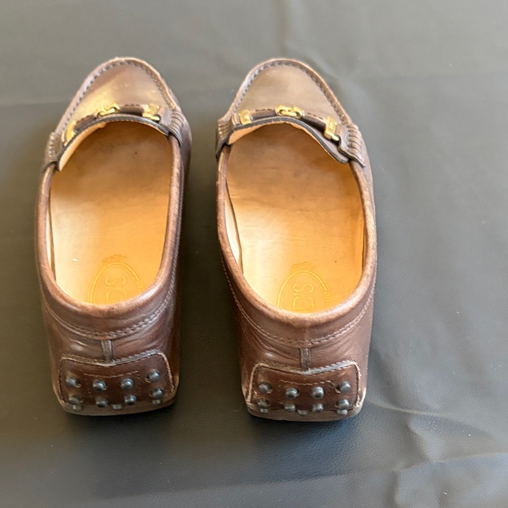 Tod’s Brown Leather Horsebit Loafers EU 38 US 7.5 Made in Italy Classic - Picture 6 of 12